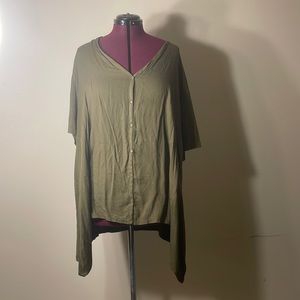 89th + madison 3x olive green blouse high low olive green plus size